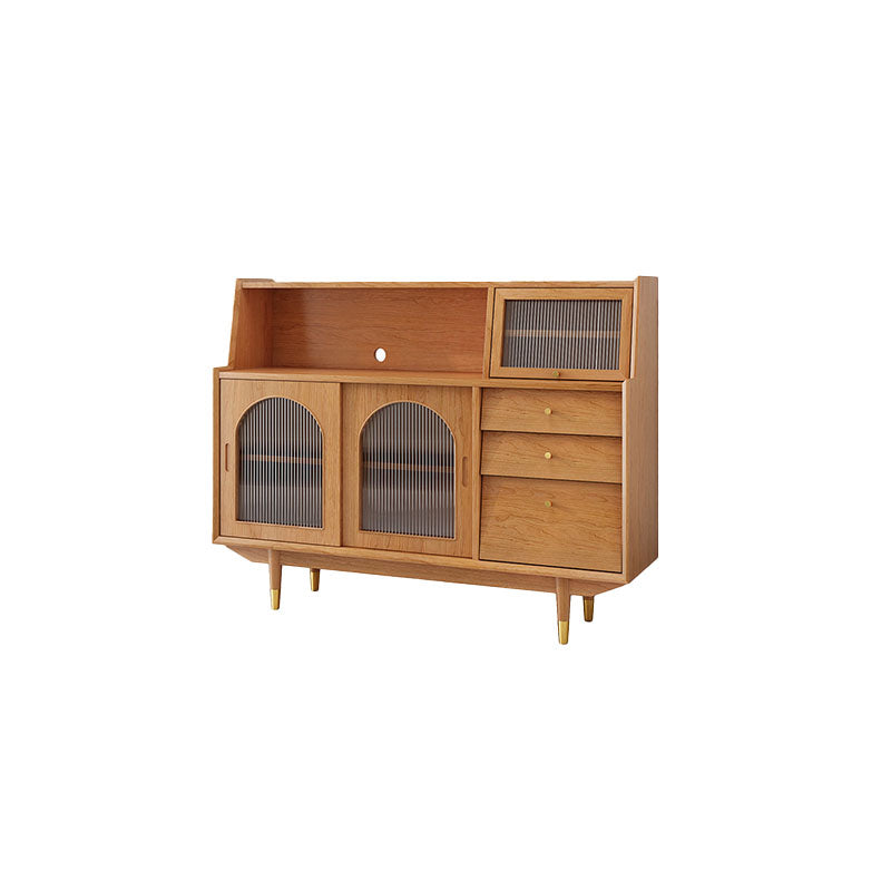 Solid Wood Modern Style Sideboard Door and Chair Sideboard for Kitchen 59"L x 16"W x 46"H Cherry Wood Sliding Doors Clearhalo 'buffet_sideboard' 'Buffets & Sideboards' 'furn' 'furn_buffet_sideboard' 'Furniture' 'Kitchen & Dining Furniture' 5618897