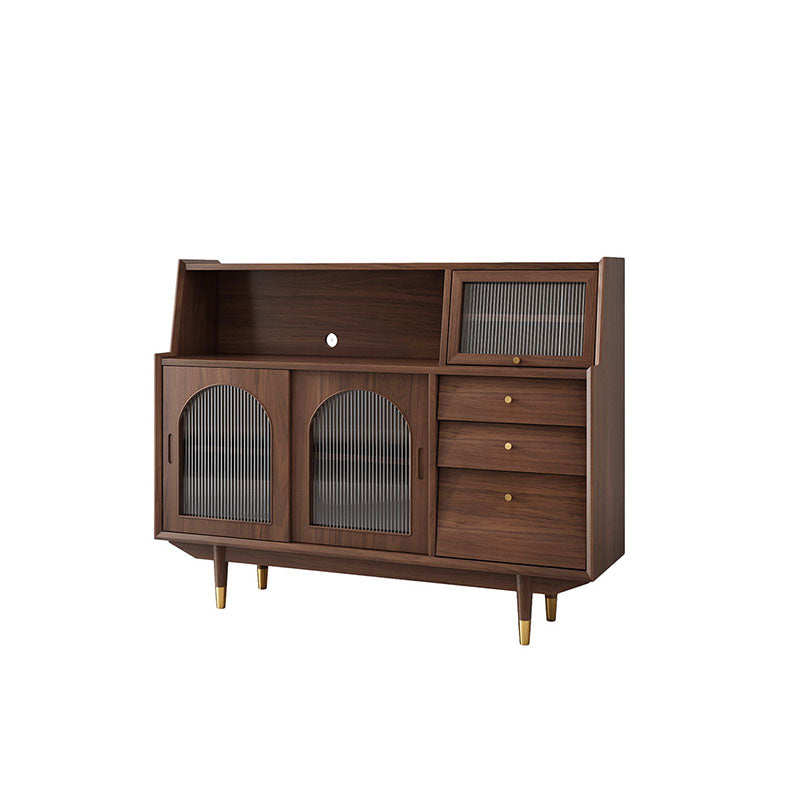 Solid Wood Modern Style Sideboard Door and Chair Sideboard for Kitchen 59"L x 16"W x 46"H Walnut Sliding Doors Clearhalo 'buffet_sideboard' 'Buffets & Sideboards' 'furn' 'furn_buffet_sideboard' 'Furniture' 'Kitchen & Dining Furniture' 5618901