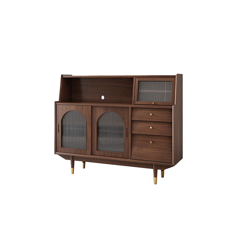 Solid Wood Modern Style Sideboard Door and Chair Sideboard for Kitchen 47"L x 16"W x 46"H Walnut Sliding Doors Clearhalo 'buffet_sideboard' 'Buffets & Sideboards' 'furn' 'furn_buffet_sideboard' 'Furniture' 'Kitchen & Dining Furniture' 5618903