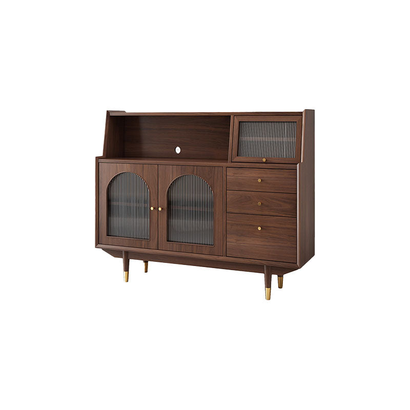Solid Wood Modern Style Sideboard Door and Chair Sideboard for Kitchen 47"L x 16"W x 46"H Dark Brown Glass Doors Clearhalo 'buffet_sideboard' 'Buffets & Sideboards' 'furn' 'furn_buffet_sideboard' 'Furniture' 'Kitchen & Dining Furniture' 5618909
