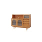 Solid Wood Modern Style Sideboard Door and Chair Sideboard for Kitchen 59"L x 16"W x 46"H Cherry Wood Glass Doors Clearhalo 'buffet_sideboard' 'Buffets & Sideboards' 'furn' 'furn_buffet_sideboard' 'Furniture' 'Kitchen & Dining Furniture' 5618910