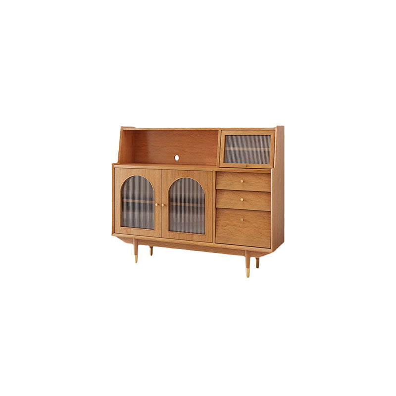 Solid Wood Modern Style Sideboard Door and Chair Sideboard for Kitchen 47"L x 16"W x 46"H Cherry Wood Glass Doors Clearhalo 'buffet_sideboard' 'Buffets & Sideboards' 'furn' 'furn_buffet_sideboard' 'Furniture' 'Kitchen & Dining Furniture' 5618912