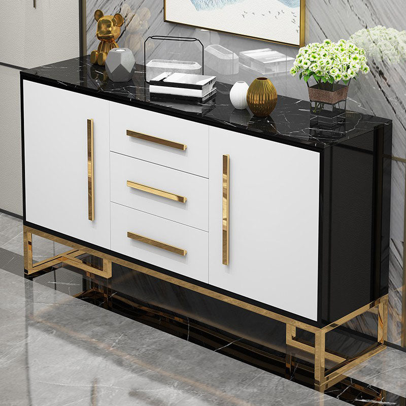 Glam Style Buffet Sideboard Stone Top Server with Door and Drawer Clearhalo 'buffet_sideboard' 'Buffets & Sideboards' 'furn' 'furn_buffet_sideboard' 'Furniture' 'Kitchen & Dining Furniture' 5618943