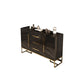Glam Style Buffet Sideboard Stone Top Server with Door and Drawer 59"L x 16"W x 33"H Black Clearhalo 'buffet_sideboard' 'Buffets & Sideboards' 'furn' 'furn_buffet_sideboard' 'Furniture' 'Kitchen & Dining Furniture' 5618945