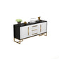 Glam Style Buffet Sideboard Stone Top Server with Door and Drawer 71"L x 16"W x 33"H Black White Clearhalo 'buffet_sideboard' 'Buffets & Sideboards' 'furn' 'furn_buffet_sideboard' 'Furniture' 'Kitchen & Dining Furniture' 5618950