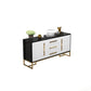 Glam Style Buffet Sideboard Stone Top Server with Door and Drawer 59"L x 16"W x 33"H Black White Clearhalo 'buffet_sideboard' 'Buffets & Sideboards' 'furn' 'furn_buffet_sideboard' 'Furniture' 'Kitchen & Dining Furniture' 5618951