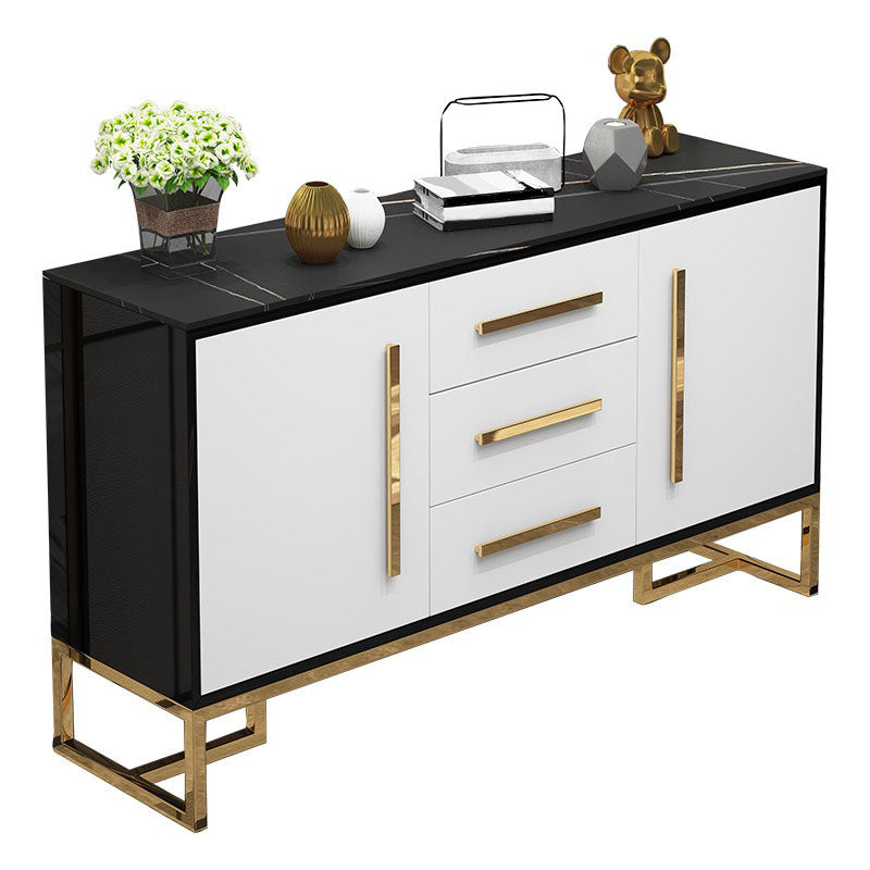 Glam Style Buffet Sideboard Stone Top Server with Door and Drawer Clearhalo 'buffet_sideboard' 'Buffets & Sideboards' 'furn' 'furn_buffet_sideboard' 'Furniture' 'Kitchen & Dining Furniture' 5618952