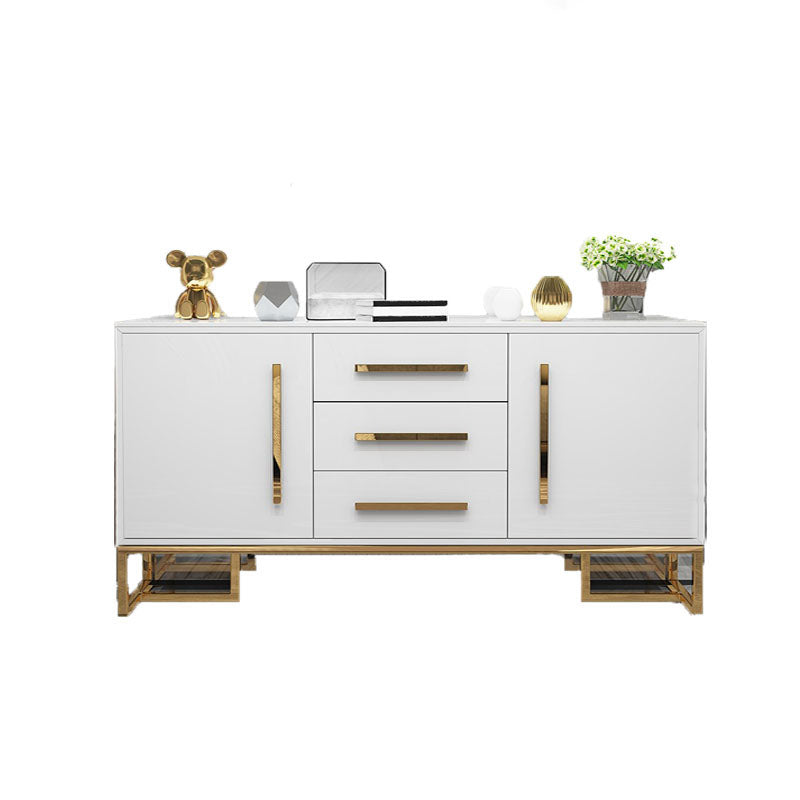 Glam Style Buffet Sideboard Stone Top Server with Door and Drawer 71"L x 16"W x 33"H White Clearhalo 'buffet_sideboard' 'Buffets & Sideboards' 'furn' 'furn_buffet_sideboard' 'Furniture' 'Kitchen & Dining Furniture' 5618955