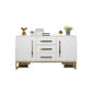 Glam Style Buffet Sideboard Stone Top Server with Door and Drawer 59"L x 16"W x 33"H White Clearhalo 'buffet_sideboard' 'Buffets & Sideboards' 'furn' 'furn_buffet_sideboard' 'Furniture' 'Kitchen & Dining Furniture' 5618957