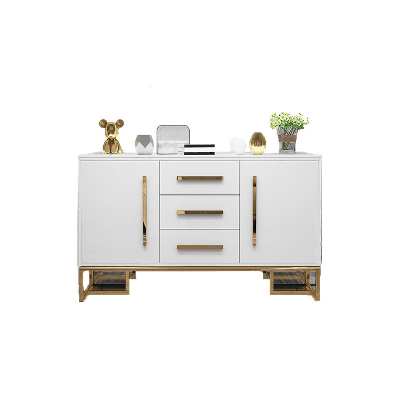Glam Style Buffet Sideboard Stone Top Server with Door and Drawer 47"L x 16"W x 33"H White Clearhalo 'buffet_sideboard' 'Buffets & Sideboards' 'furn' 'furn_buffet_sideboard' 'Furniture' 'Kitchen & Dining Furniture' 5618959