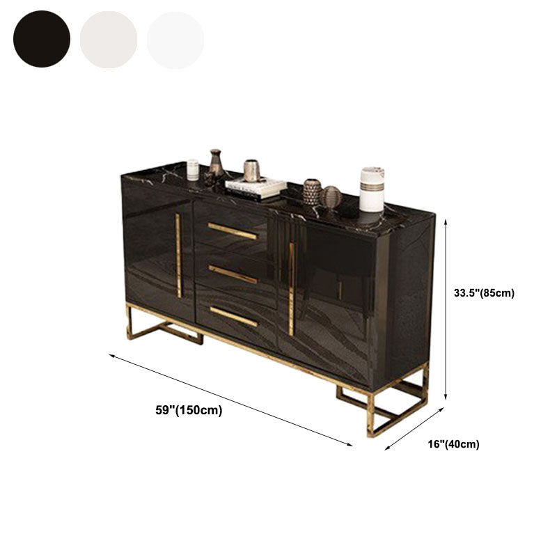 Glam Style Buffet Sideboard Stone Top Server with Door and Drawer Clearhalo 'buffet_sideboard' 'Buffets & Sideboards' 'furn' 'furn_buffet_sideboard' 'Furniture' 'Kitchen & Dining Furniture' 5618962
