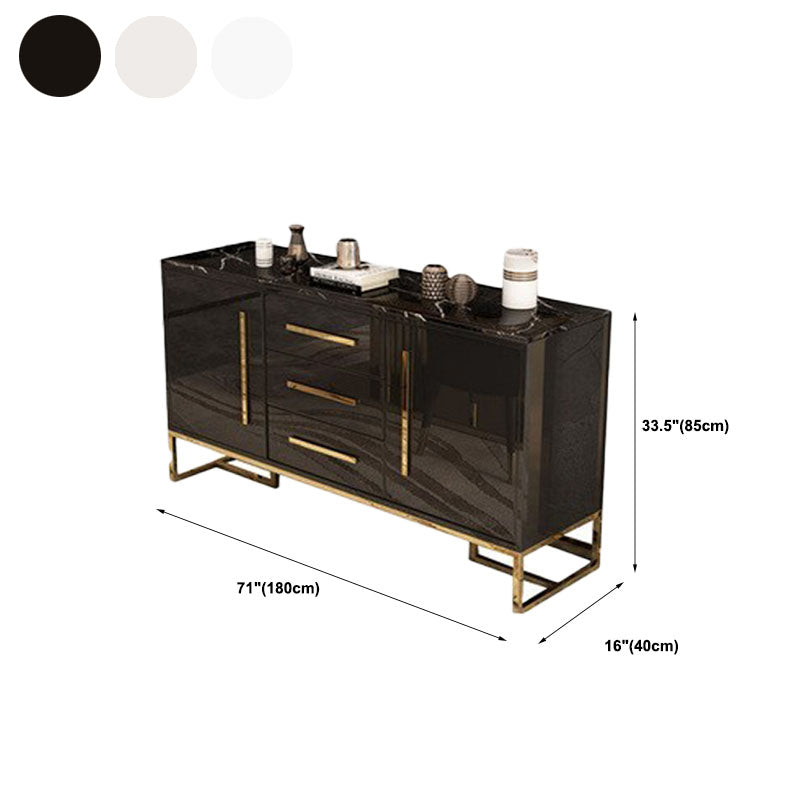 Glam Style Buffet Sideboard Stone Top Server with Door and Drawer Clearhalo 'buffet_sideboard' 'Buffets & Sideboards' 'furn' 'furn_buffet_sideboard' 'Furniture' 'Kitchen & Dining Furniture' 5618963