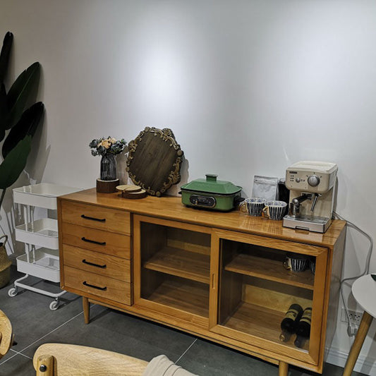 Solid Wood Sliding Door Sideboard Modern Sideboard for Kitchen Clearhalo 'buffet_sideboard' 'Buffets & Sideboards' 'furn' 'furn_buffet_sideboard' 'Furniture' 'Kitchen & Dining Furniture' 5618996