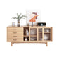 Solid Wood Sliding Door Sideboard Modern Sideboard for Kitchen 71"L x 16"W x 31"H Natural Clearhalo 'buffet_sideboard' 'Buffets & Sideboards' 'furn' 'furn_buffet_sideboard' 'Furniture' 'Kitchen & Dining Furniture' 5618998
