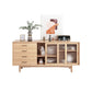 Solid Wood Sliding Door Sideboard Modern Sideboard for Kitchen 63"L x 16"W x 31"H Natural Clearhalo 'buffet_sideboard' 'Buffets & Sideboards' 'furn' 'furn_buffet_sideboard' 'Furniture' 'Kitchen & Dining Furniture' 5619000