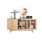 Solid Wood Sliding Door Sideboard Modern Sideboard for Kitchen 55"L x 16"W x 31"H Natural Clearhalo 'buffet_sideboard' 'Buffets & Sideboards' 'furn' 'furn_buffet_sideboard' 'Furniture' 'Kitchen & Dining Furniture' 5619002