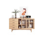Solid Wood Sliding Door Sideboard Modern Sideboard for Kitchen 47"L x 16"W x 31"H Natural Clearhalo 'buffet_sideboard' 'Buffets & Sideboards' 'furn' 'furn_buffet_sideboard' 'Furniture' 'Kitchen & Dining Furniture' 5619003