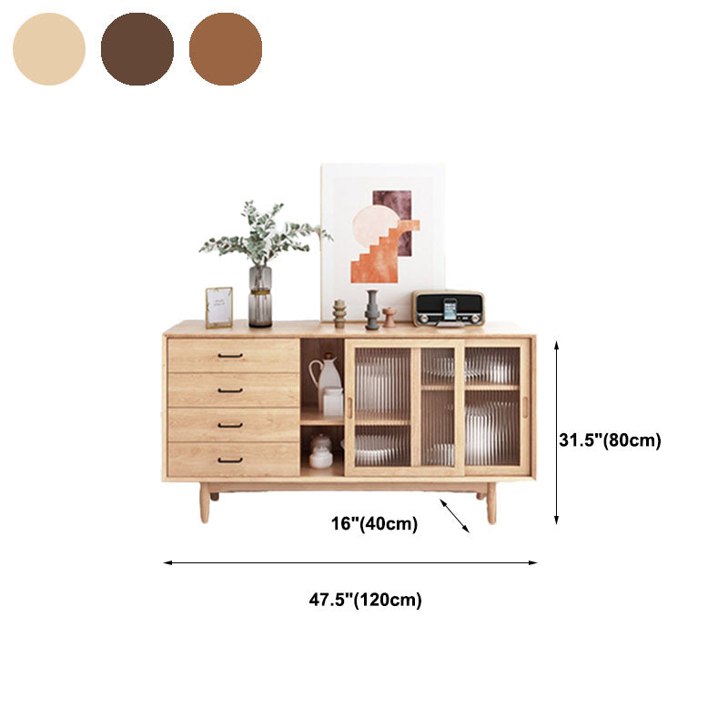 Solid Wood Sliding Door Sideboard Modern Sideboard for Kitchen Clearhalo 'buffet_sideboard' 'Buffets & Sideboards' 'furn' 'furn_buffet_sideboard' 'Furniture' 'Kitchen & Dining Furniture' 5619010