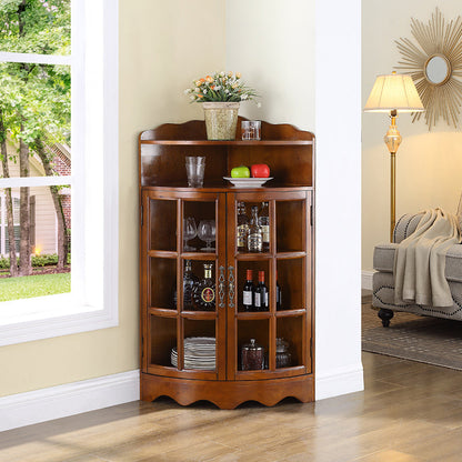 Contemporary Side Board Rubber Wood Door Sideboard for Dining Room Cherry Wood Clearhalo 'buffet_sideboard' 'Buffets & Sideboards' 'furn' 'furn_buffet_sideboard' 'Furniture' 'Kitchen & Dining Furniture' 5619183