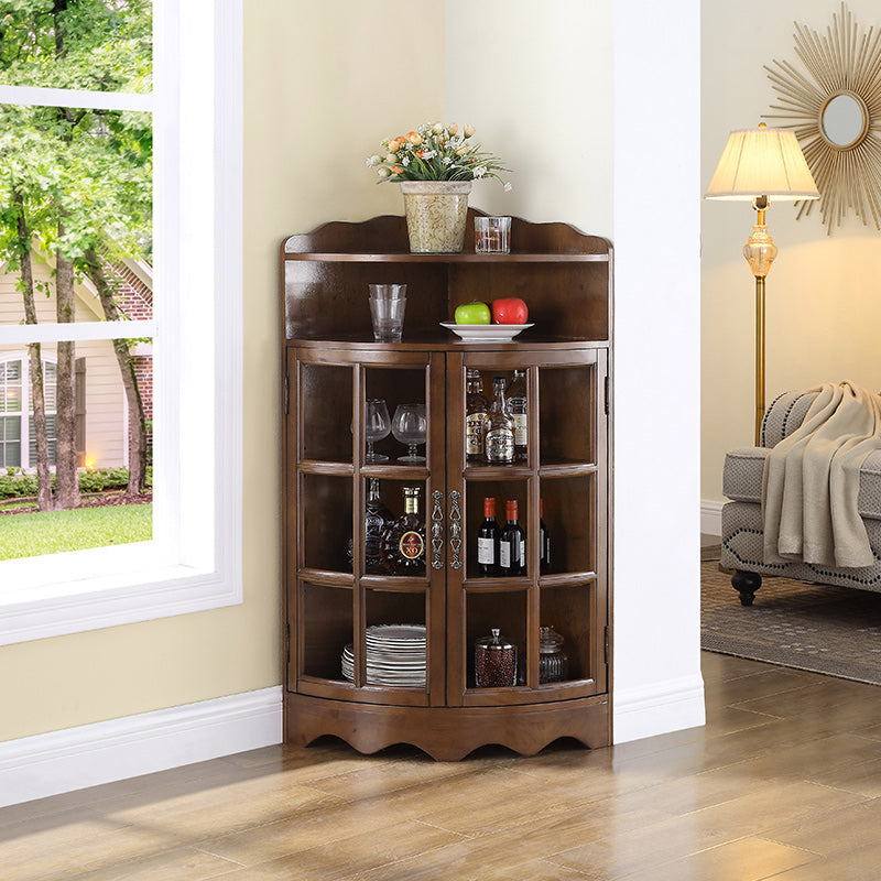 Contemporary Side Board Rubber Wood Door Sideboard for Dining Room Walnut Clearhalo 'buffet_sideboard' 'Buffets & Sideboards' 'furn' 'furn_buffet_sideboard' 'Furniture' 'Kitchen & Dining Furniture' 5619185