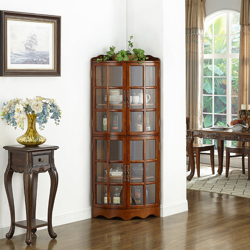 Contemporary Side Board Rubber Wood Door Sideboard for Dining Room 20"L x 20"W x 70"H Cherry Wood Clearhalo 'buffet_sideboard' 'Buffets & Sideboards' 'furn' 'furn_buffet_sideboard' 'Furniture' 'Kitchen & Dining Furniture' 5619190