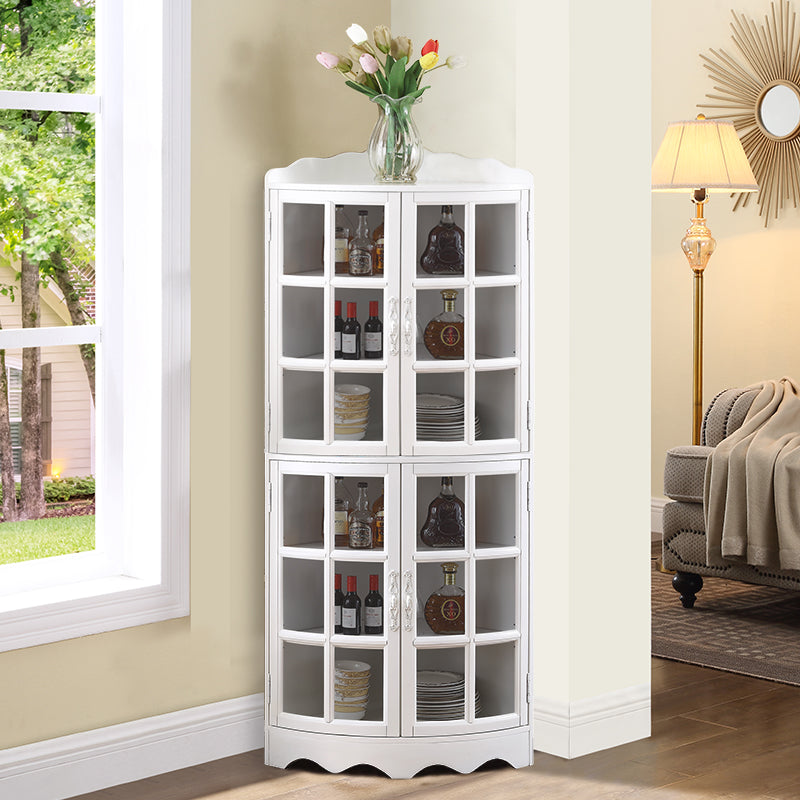 Contemporary Side Board Rubber Wood Door Sideboard for Dining Room 20"L x 20"W x 70"H White Clearhalo 'buffet_sideboard' 'Buffets & Sideboards' 'furn' 'furn_buffet_sideboard' 'Furniture' 'Kitchen & Dining Furniture' 5619191