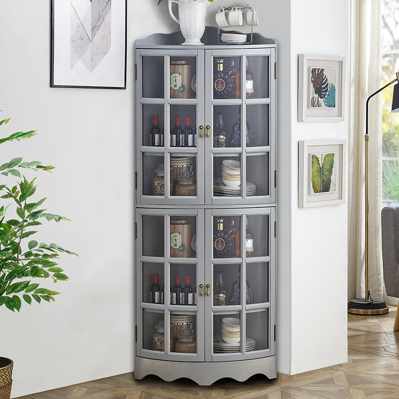 Contemporary Side Board Rubber Wood Door Sideboard for Dining Room 20"L x 20"W x 70"H Grey Clearhalo 'buffet_sideboard' 'Buffets & Sideboards' 'furn' 'furn_buffet_sideboard' 'Furniture' 'Kitchen & Dining Furniture' 5619193