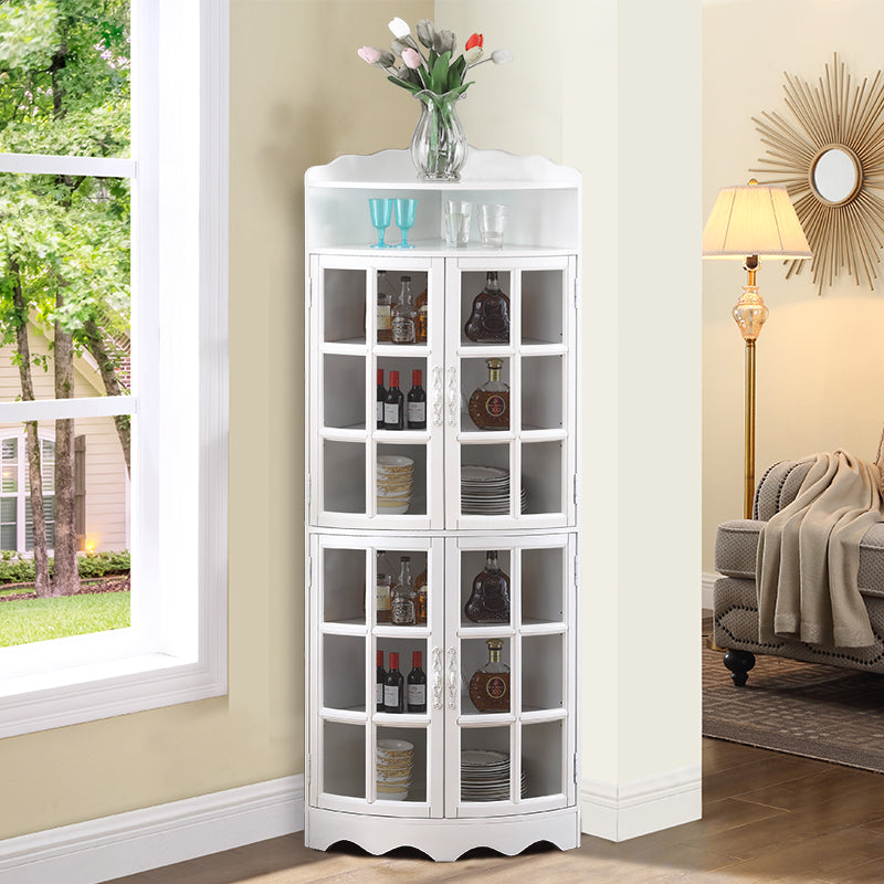 Contemporary Side Board Rubber Wood Door Sideboard for Dining Room 18"L x 18"W x 61"H White Clearhalo 'buffet_sideboard' 'Buffets & Sideboards' 'furn' 'furn_buffet_sideboard' 'Furniture' 'Kitchen & Dining Furniture' 5619196