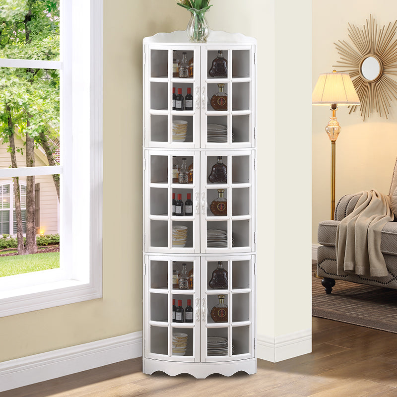 Contemporary Side Board Rubber Wood Door Sideboard for Dining Room 18"L x 18"W x 76"H White Clearhalo 'buffet_sideboard' 'Buffets & Sideboards' 'furn' 'furn_buffet_sideboard' 'Furniture' 'Kitchen & Dining Furniture' 5619201