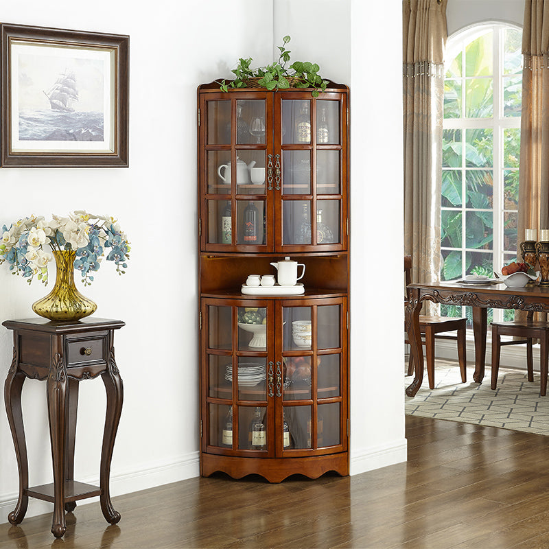 Contemporary Side Board Rubber Wood Door Sideboard for Dining Room 20"L x 20"W x 78"H Cherry Wood Clearhalo 'buffet_sideboard' 'Buffets & Sideboards' 'furn' 'furn_buffet_sideboard' 'Furniture' 'Kitchen & Dining Furniture' 5619205