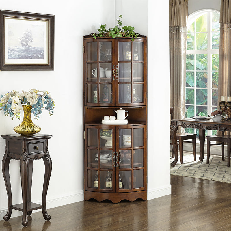 Contemporary Side Board Rubber Wood Door Sideboard for Dining Room 20"L x 20"W x 78"H Walnut Clearhalo 'buffet_sideboard' 'Buffets & Sideboards' 'furn' 'furn_buffet_sideboard' 'Furniture' 'Kitchen & Dining Furniture' 5619206