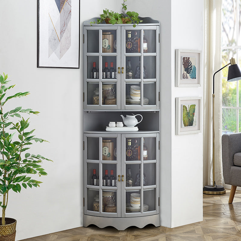 Contemporary Side Board Rubber Wood Door Sideboard for Dining Room 20"L x 20"W x 78"H Grey Clearhalo 'buffet_sideboard' 'Buffets & Sideboards' 'furn' 'furn_buffet_sideboard' 'Furniture' 'Kitchen & Dining Furniture' 5619207