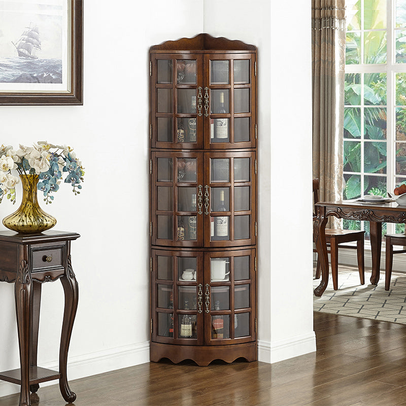 Contemporary Side Board Rubber Wood Door Sideboard for Dining Room 18"L x 18"W x 76"H Walnut Clearhalo 'buffet_sideboard' 'Buffets & Sideboards' 'furn' 'furn_buffet_sideboard' 'Furniture' 'Kitchen & Dining Furniture' 5619208