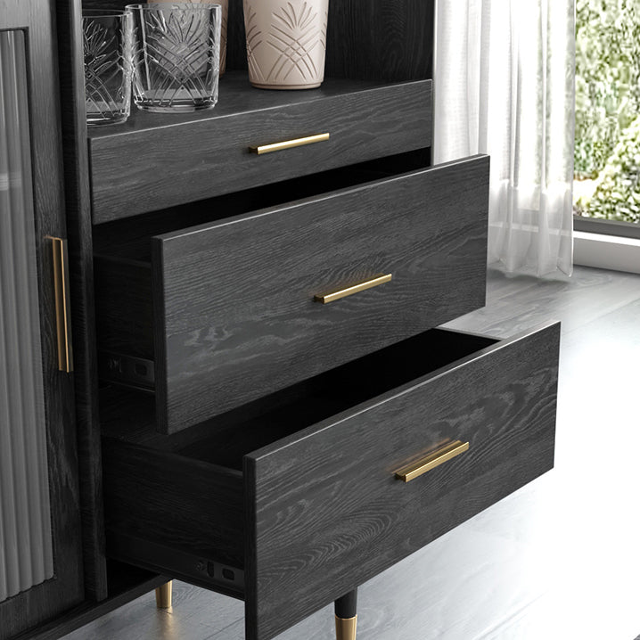 Sideboard a 2 porte glam in legno 61 "l armadio della credenza soggiorno con porta di vetro