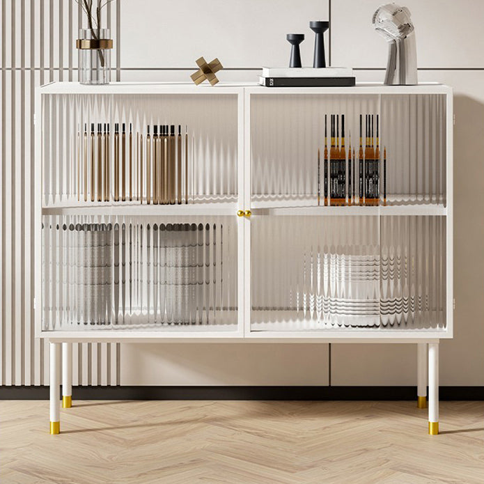 Glam Style Kitchen Buffet Server Glass 2 Door 39.5"L Metal Frame Dining Server Clearhalo 'buffet_sideboard' 'Buffets & Sideboards' 'furn' 'furn_buffet_sideboard' 'Furniture' 'Kitchen & Dining Furniture' 5619279