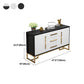 Glam Stone 2-Door Sideboard 47.5"L 3 Drawer Dining Room Buffet Server