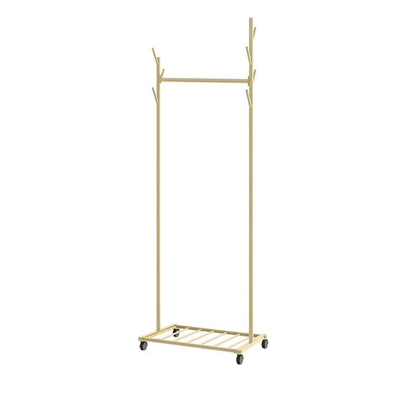 Glam Coat Hanger Metal No Distressed Entryway Kit With Storage Shelving 23.6"L x 13.8"W x 66.9"H Gold Clearhalo 'Entry & Mudroom Furniture' 'furn' 'furn_hall_tree_coat_racks' 'Furniture' 'Hall Trees & Coat Racks' 'hall_tree_coat_racks' 5619538