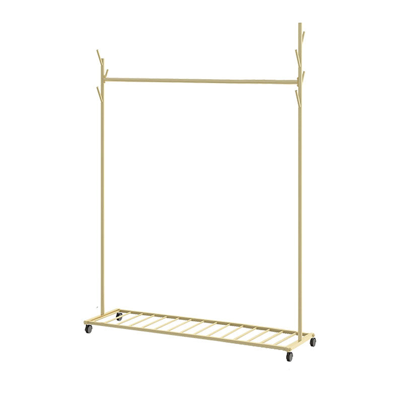 Glam Coat Hanger Metal No Distressed Entryway Kit With Storage Shelving 47"L x 14"W x 67"H Gold Clearhalo 'Entry & Mudroom Furniture' 'furn' 'furn_hall_tree_coat_racks' 'Furniture' 'Hall Trees & Coat Racks' 'hall_tree_coat_racks' 5619540
