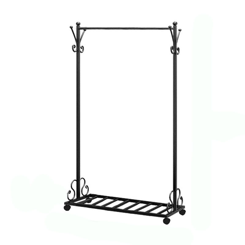 Glam Coat Hanger Metal No Distressed Entryway Kit With Storage Shelving 31.5"L x 13.8"W x 59.1"H Black Clearhalo 'Entry & Mudroom Furniture' 'furn' 'furn_hall_tree_coat_racks' 'Furniture' 'Hall Trees & Coat Racks' 'hall_tree_coat_racks' 5619542