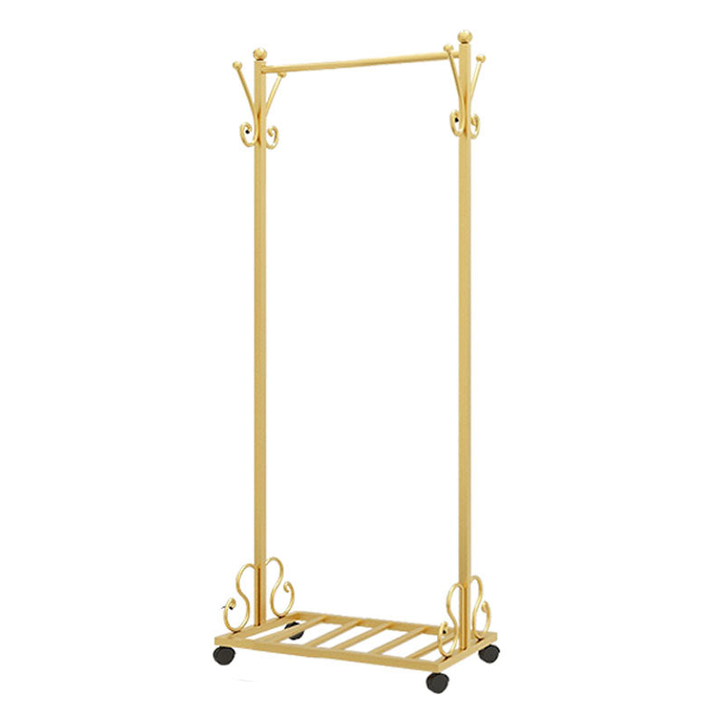 Glam Coat Hanger Metal No Distressed Entryway Kit With Storage Shelving 23.6"L x 13.8"W x 59.1"H Gold Clearhalo 'Entry & Mudroom Furniture' 'furn' 'furn_hall_tree_coat_racks' 'Furniture' 'Hall Trees & Coat Racks' 'hall_tree_coat_racks' 5619544