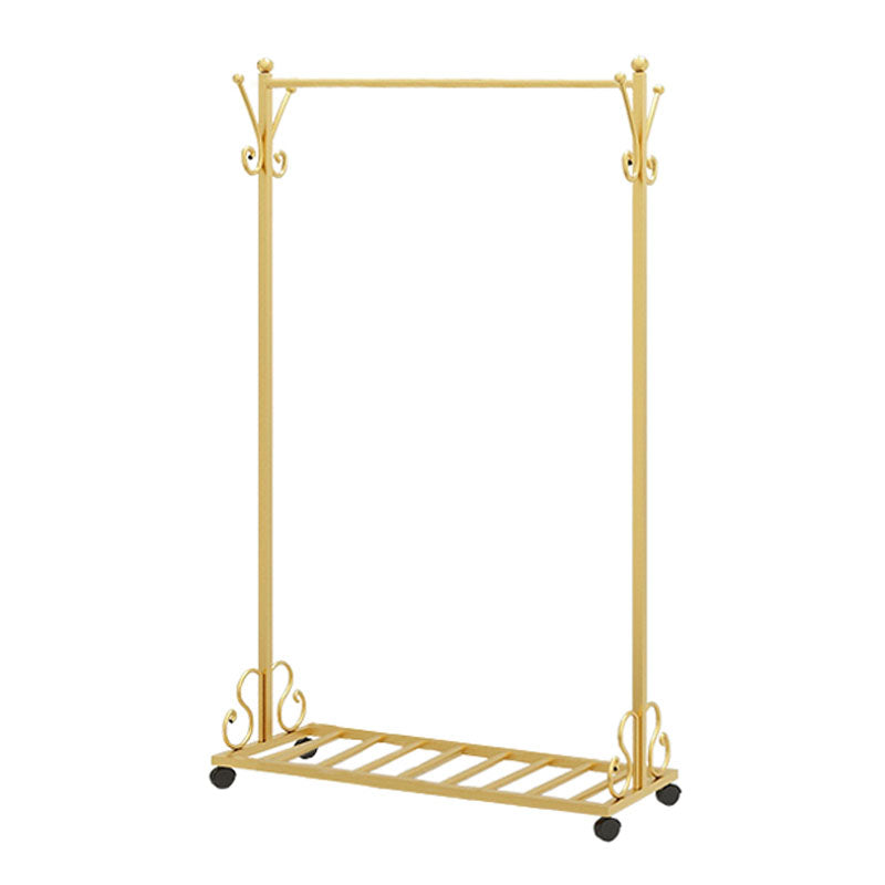 Glam Coat Hanger Metal No Distressed Entryway Kit With Storage Shelving 31.5"L x 13.8"W x 59.1"H Gold Clearhalo 'Entry & Mudroom Furniture' 'furn' 'furn_hall_tree_coat_racks' 'Furniture' 'Hall Trees & Coat Racks' 'hall_tree_coat_racks' 5619546