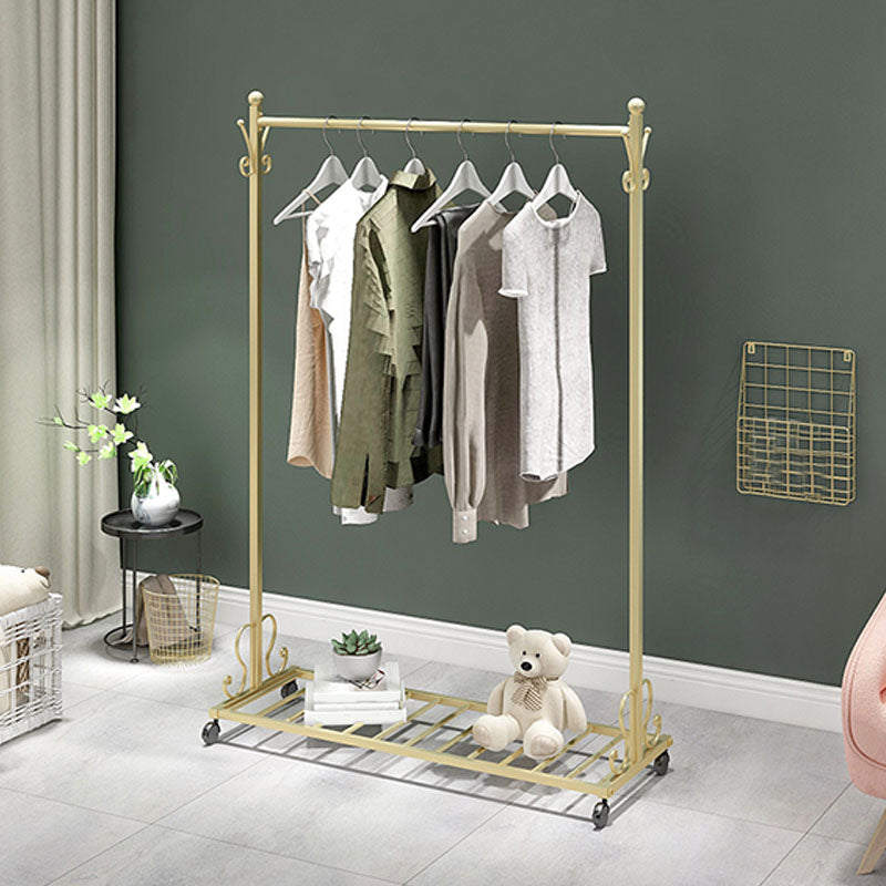 Glam Coat Hanger Metal No Distressed Entryway Kit With Storage Shelving 39"L x 14"W x 59"H Gold Clearhalo 'Entry & Mudroom Furniture' 'furn' 'furn_hall_tree_coat_racks' 'Furniture' 'Hall Trees & Coat Racks' 'hall_tree_coat_racks' 5619548