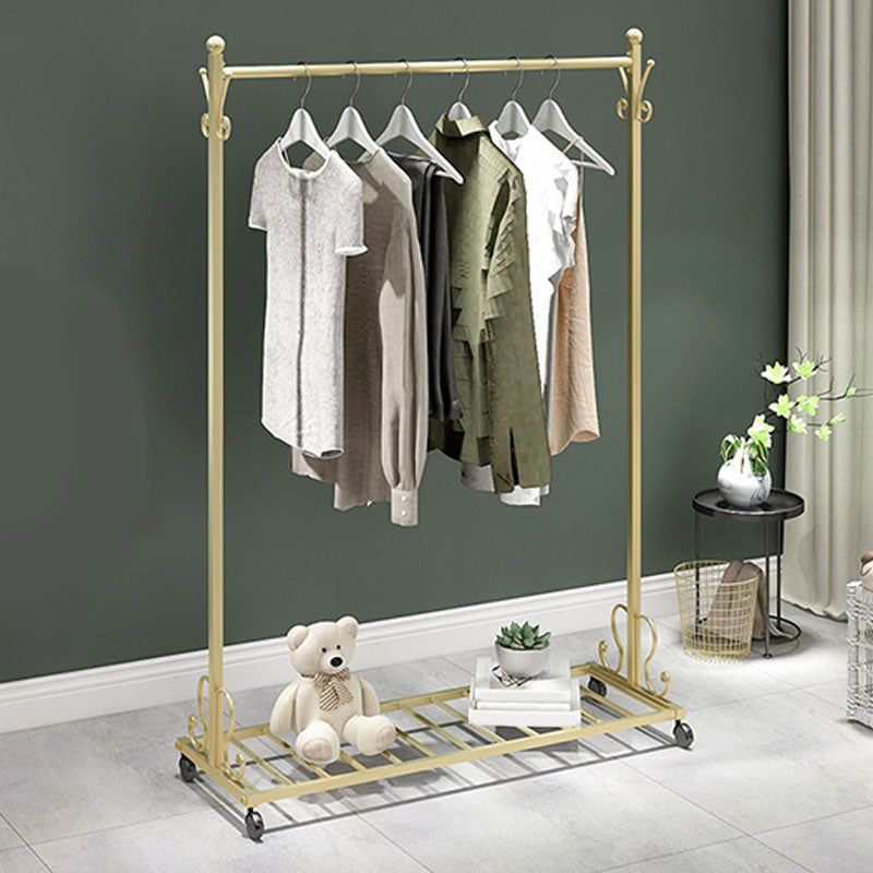 Glam Coat Hanger Metal No Distressed Entryway Kit With Storage Shelving 47"L x 14"W x 59"H Gold Clearhalo 'Entry & Mudroom Furniture' 'furn' 'furn_hall_tree_coat_racks' 'Furniture' 'Hall Trees & Coat Racks' 'hall_tree_coat_racks' 5619551