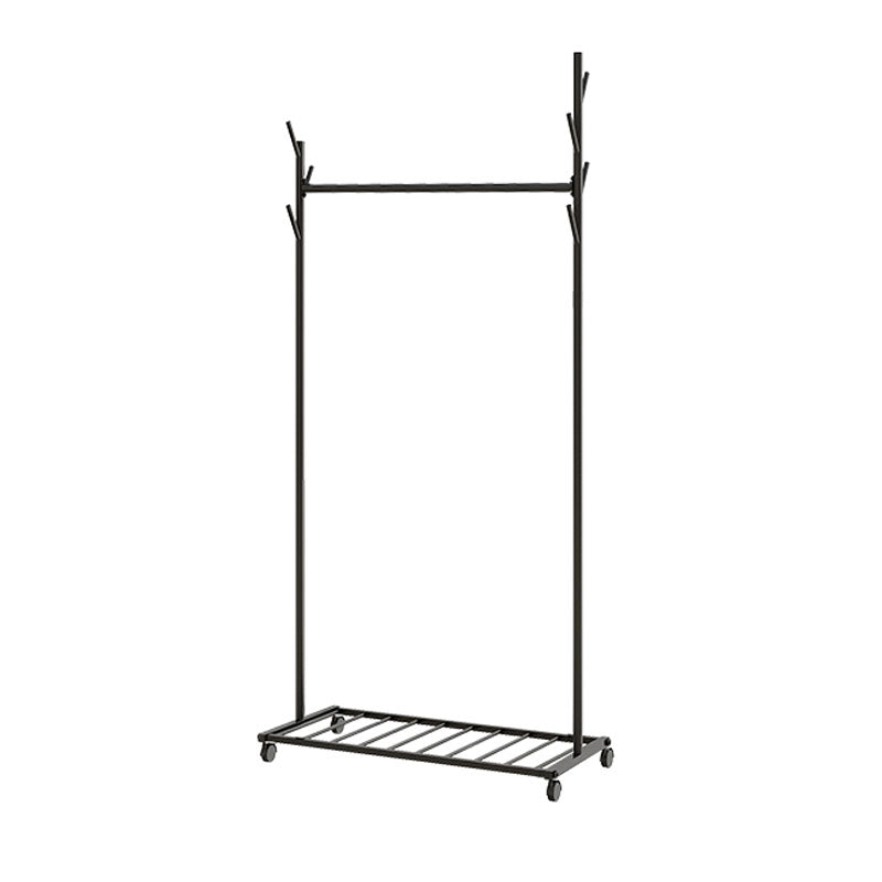 Glam Coat Hanger Metal No Distressed Entryway Kit With Storage Shelving 31.5"L x 13.8"W x 66.9"H Black Clearhalo 'Entry & Mudroom Furniture' 'furn' 'furn_hall_tree_coat_racks' 'Furniture' 'Hall Trees & Coat Racks' 'hall_tree_coat_racks' 5619554