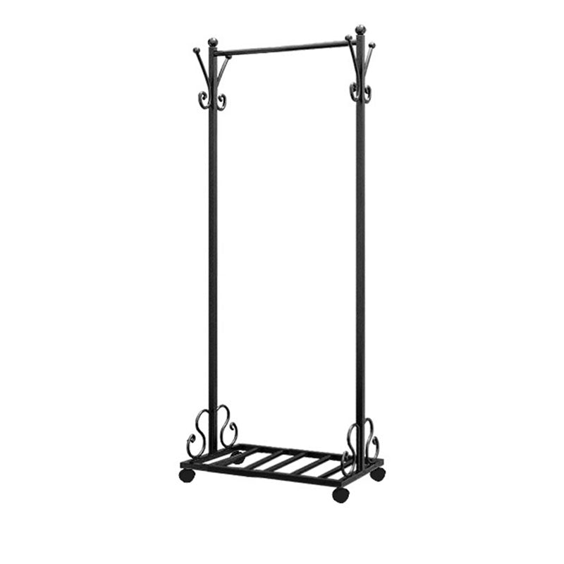 Glam Coat Hanger Metal No Distressed Entryway Kit With Storage Shelving 23.6"L x 13.8"W x 59.1"H Black Clearhalo 'Entry & Mudroom Furniture' 'furn' 'furn_hall_tree_coat_racks' 'Furniture' 'Hall Trees & Coat Racks' 'hall_tree_coat_racks' 5619555