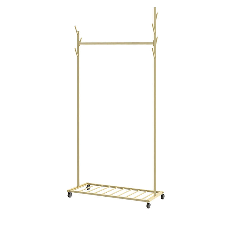 Glam Coat Hanger Metal No Distressed Entryway Kit With Storage Shelving 31.5"L x 13.8"W x 66.9"H Gold Clearhalo 'Entry & Mudroom Furniture' 'furn' 'furn_hall_tree_coat_racks' 'Furniture' 'Hall Trees & Coat Racks' 'hall_tree_coat_racks' 5619556
