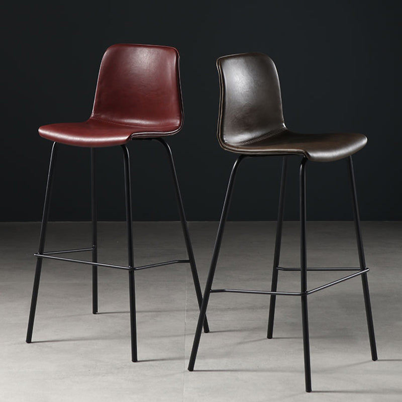 Industrial Indoor Bucket Counter Bar Stool Footrest Faux Leather Bar Stool