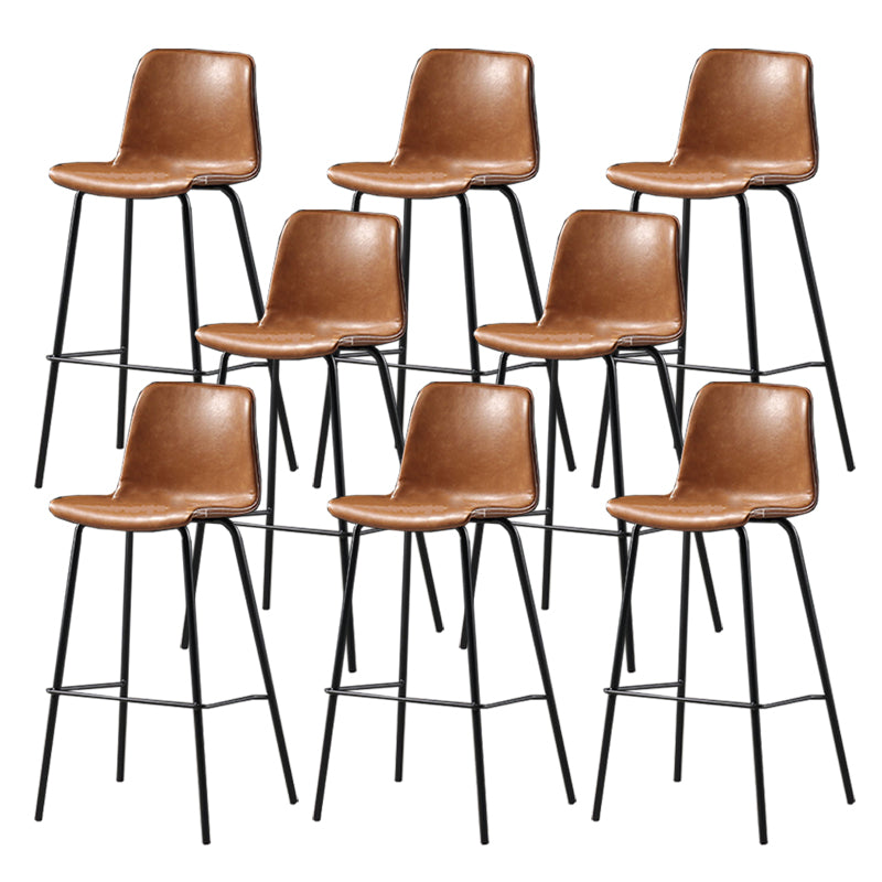 Industrial Indoor Bucket Counter Bar Stool Footrest Faux Leather Bar Stool
