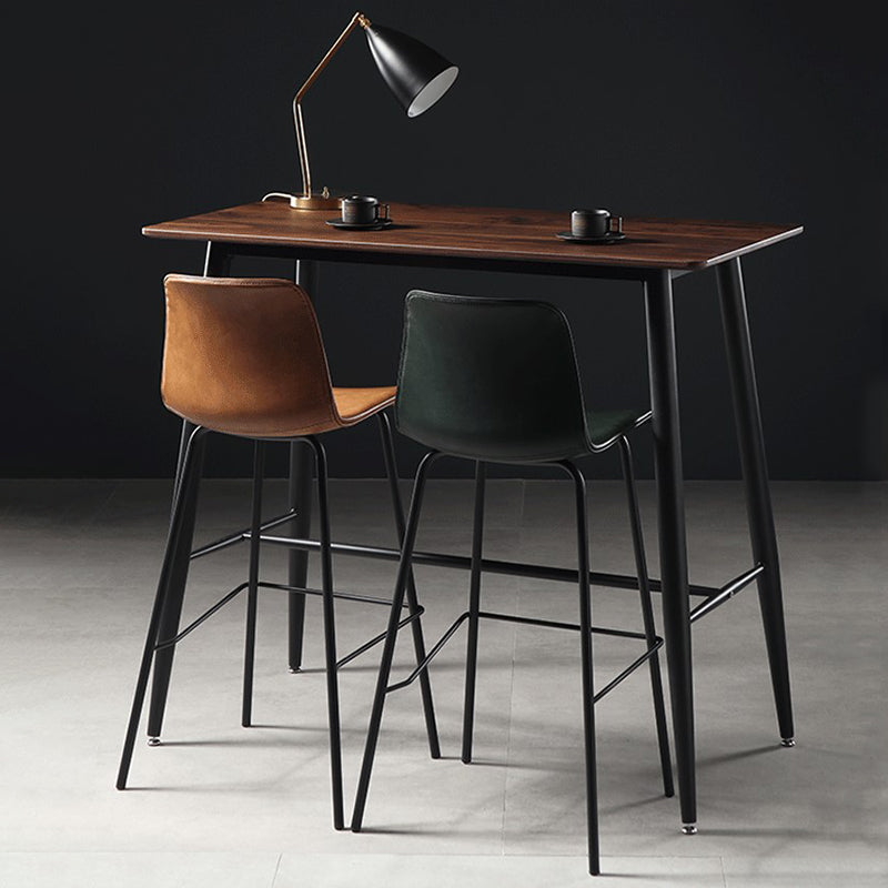 Industrial Indoor Bucket Counter Bar Stool Footrest Faux Leather Bar Stool