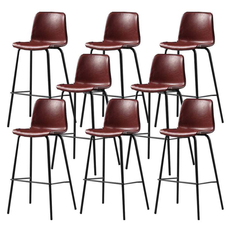Industrial Indoor Bucket Counter Bar Stool Footrest Faux Leather Bar Stool